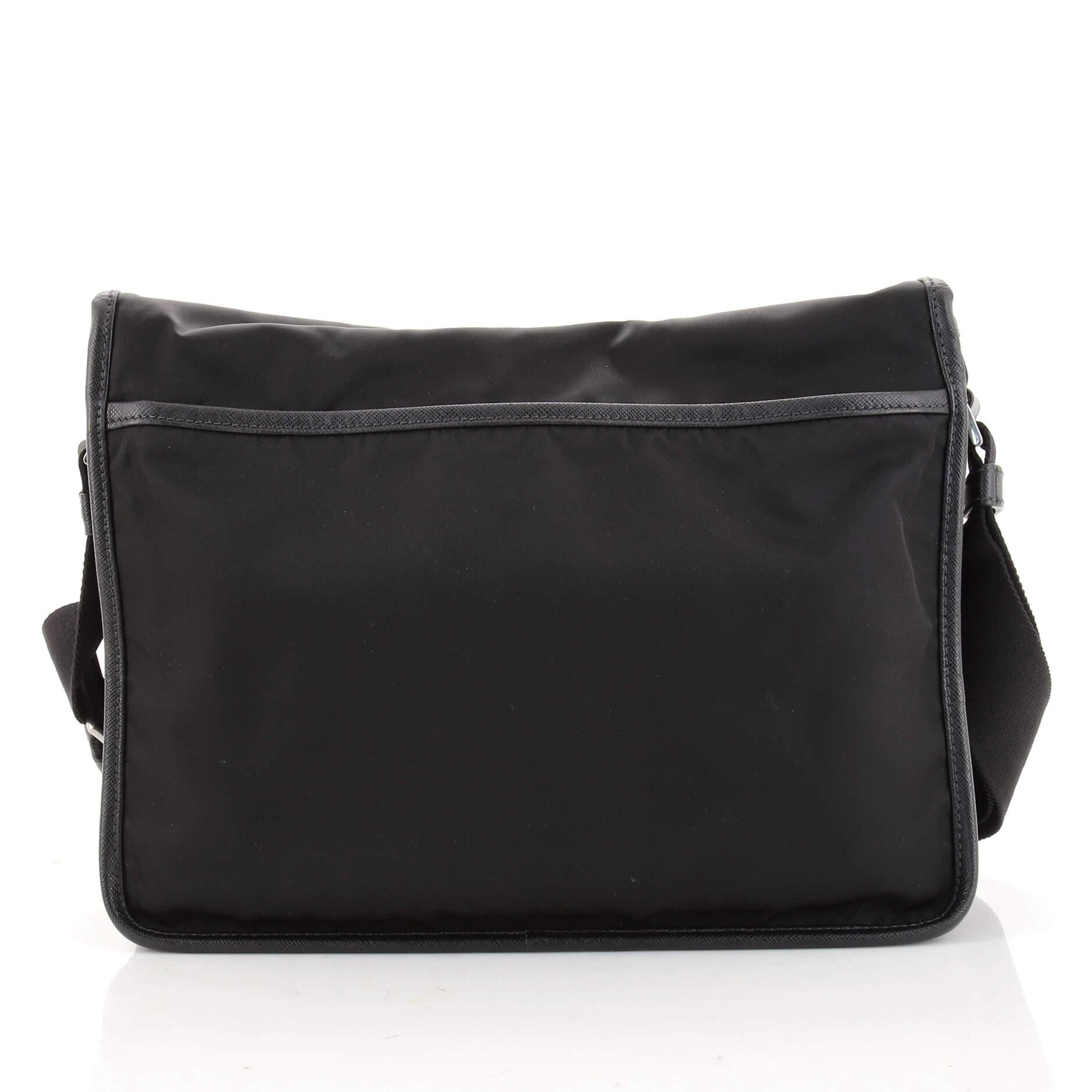 Black Prada Double Buckle Flap Camera Bag Tessuto Medium