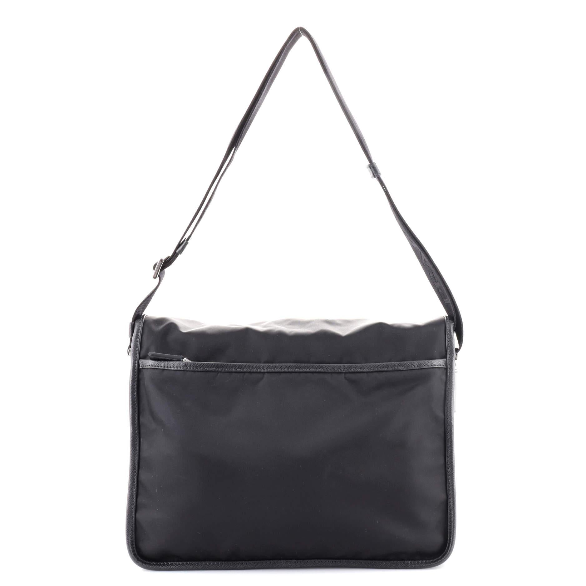 Black Prada Double Buckle Flap Camera Bag Tessuto Medium