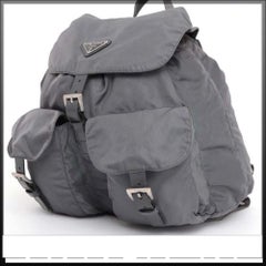 Prada Double Charcoal Pocket 230313 Grey Nylon Backpack