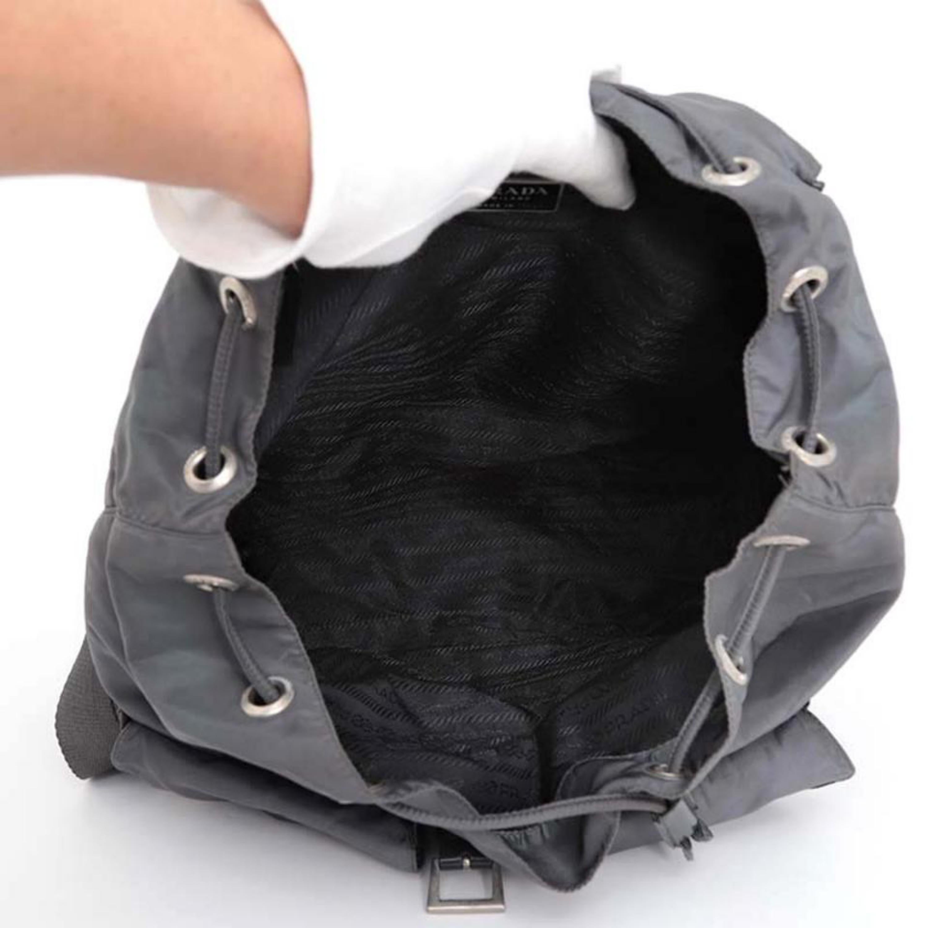 Gray Prada Double Charcoal Pocket 230313 Grey Nylon Backpack For Sale