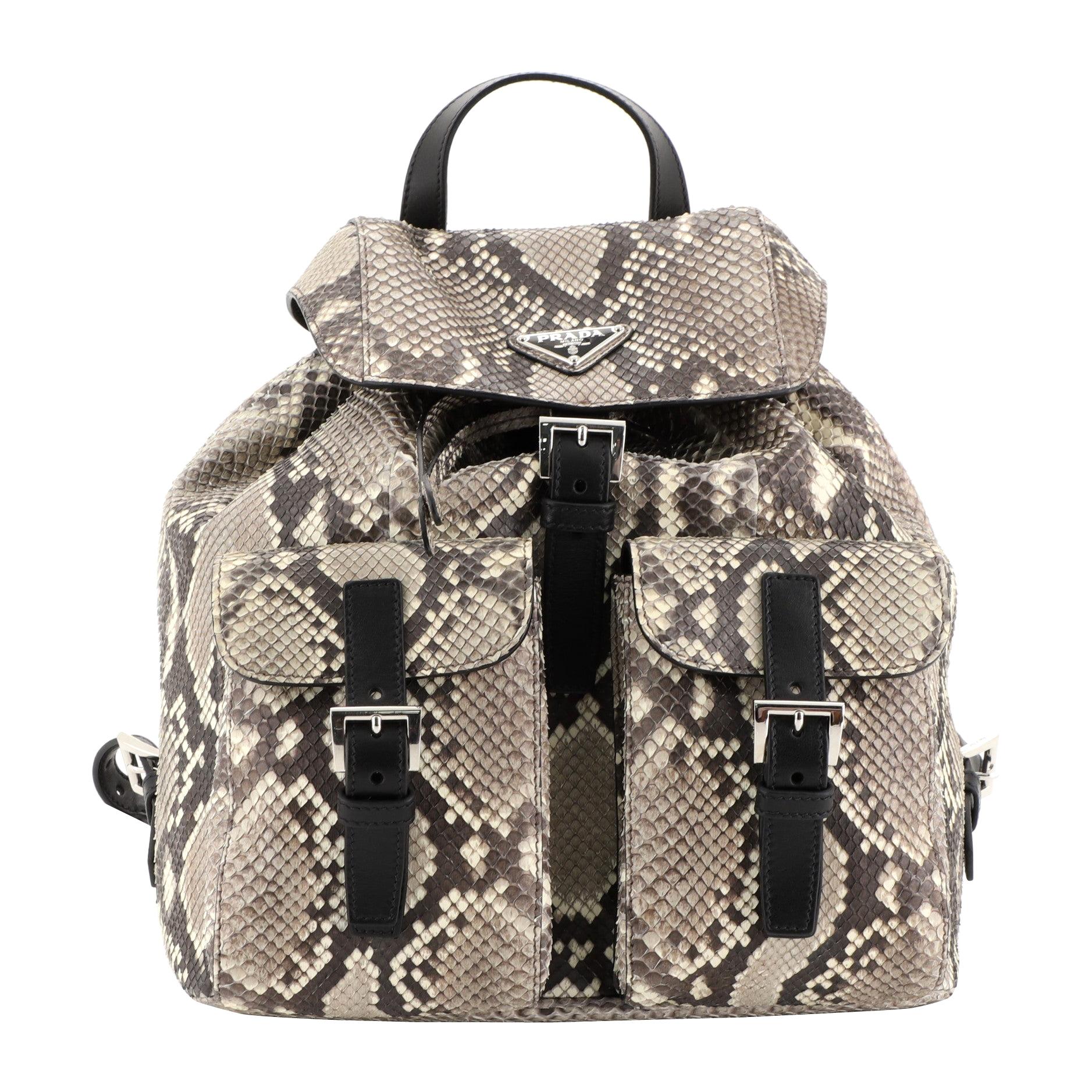 Prada Double Front Pocket Backpack Python Medium