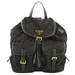 Prada Double Front Pocket Backpack Quilted Tessuto Medium