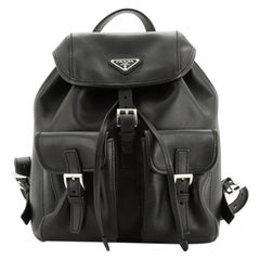 Prada Double Front Pocket Backpack Soft Calfskin Small