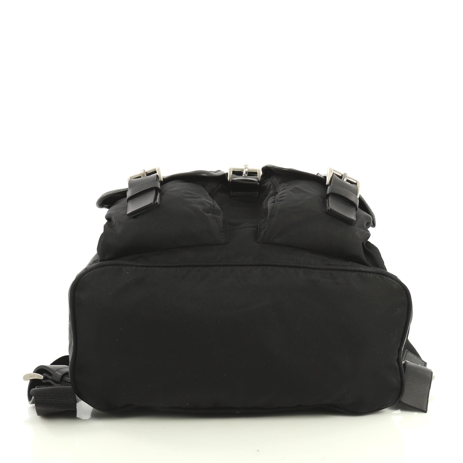 Prada Double Front Pocket Backpack Tessuto Medium In Good Condition In NY, NY