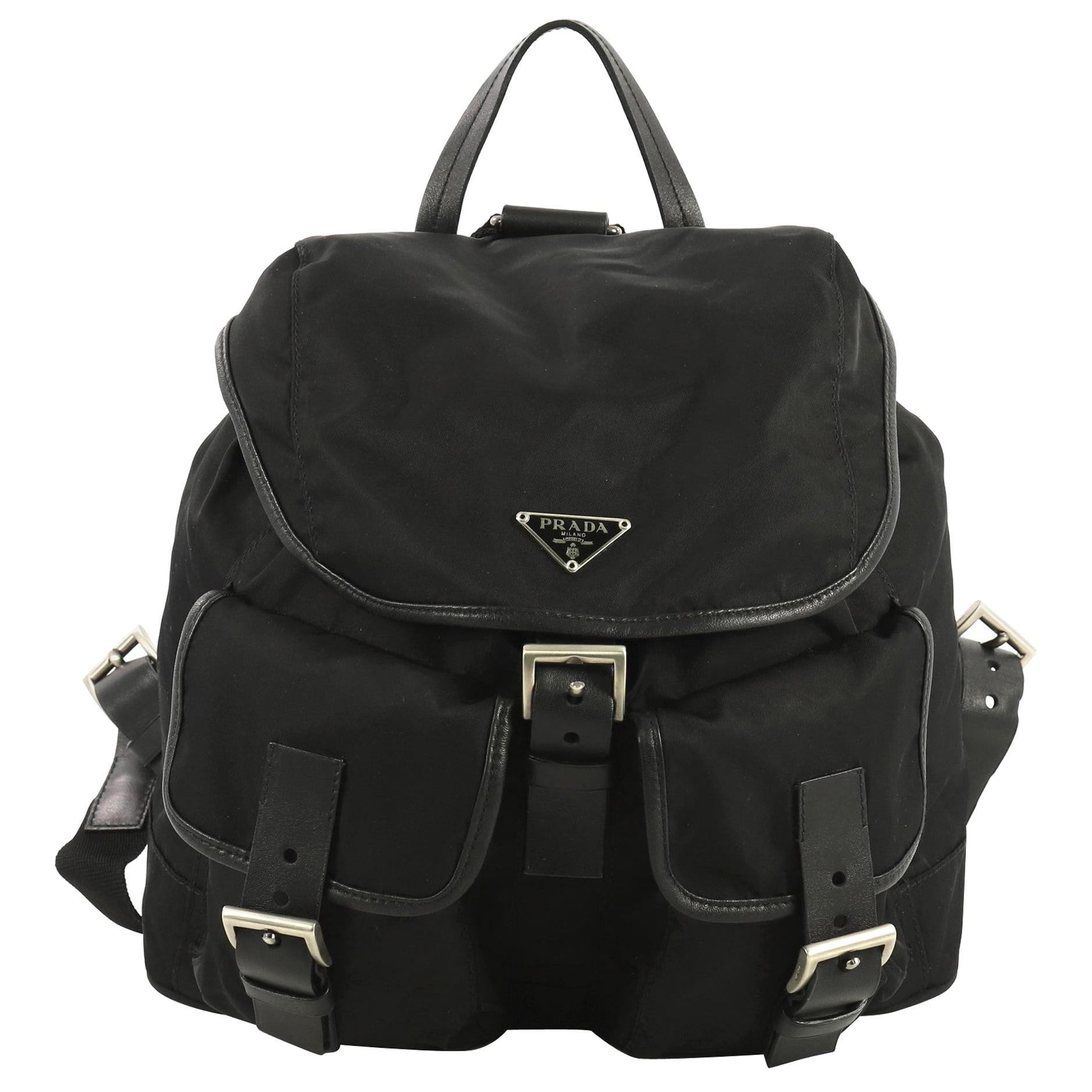 Prada Double Front Pocket Backpack Tessuto Medium