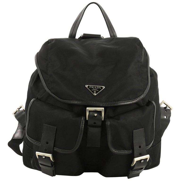 Prada Double Front Pocket Backpack Tessuto Medium For Sale