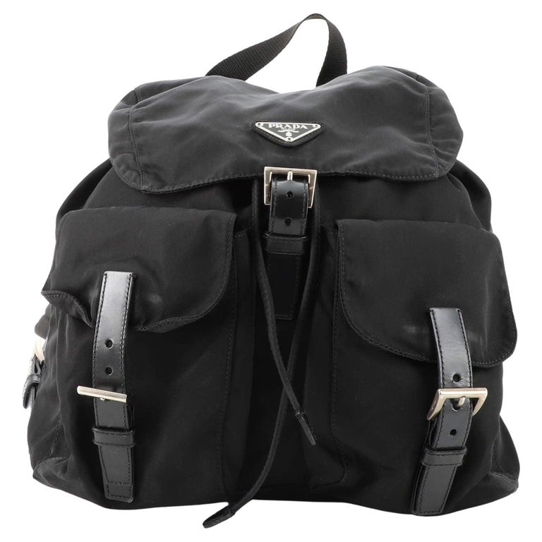Prada Double Front Pocket Backpack Tessuto Medium For Sale at 1stDibs