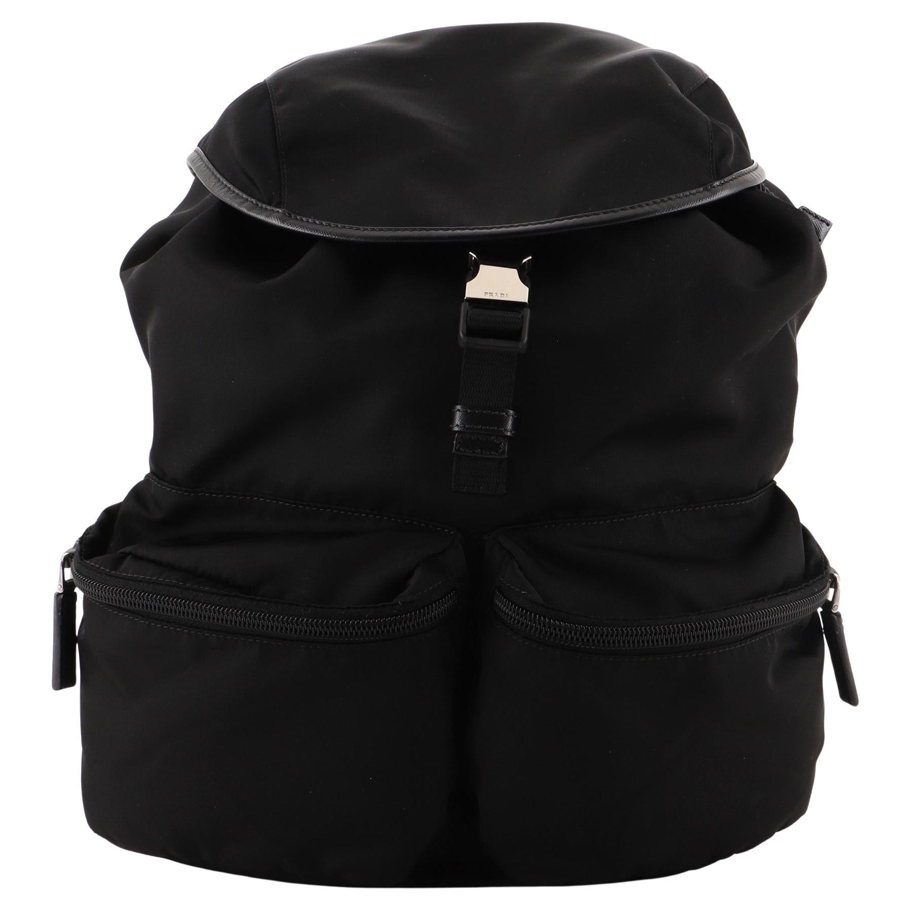 Prada Double Front Pocket Backpack Tessuto Medium at 1stDibs