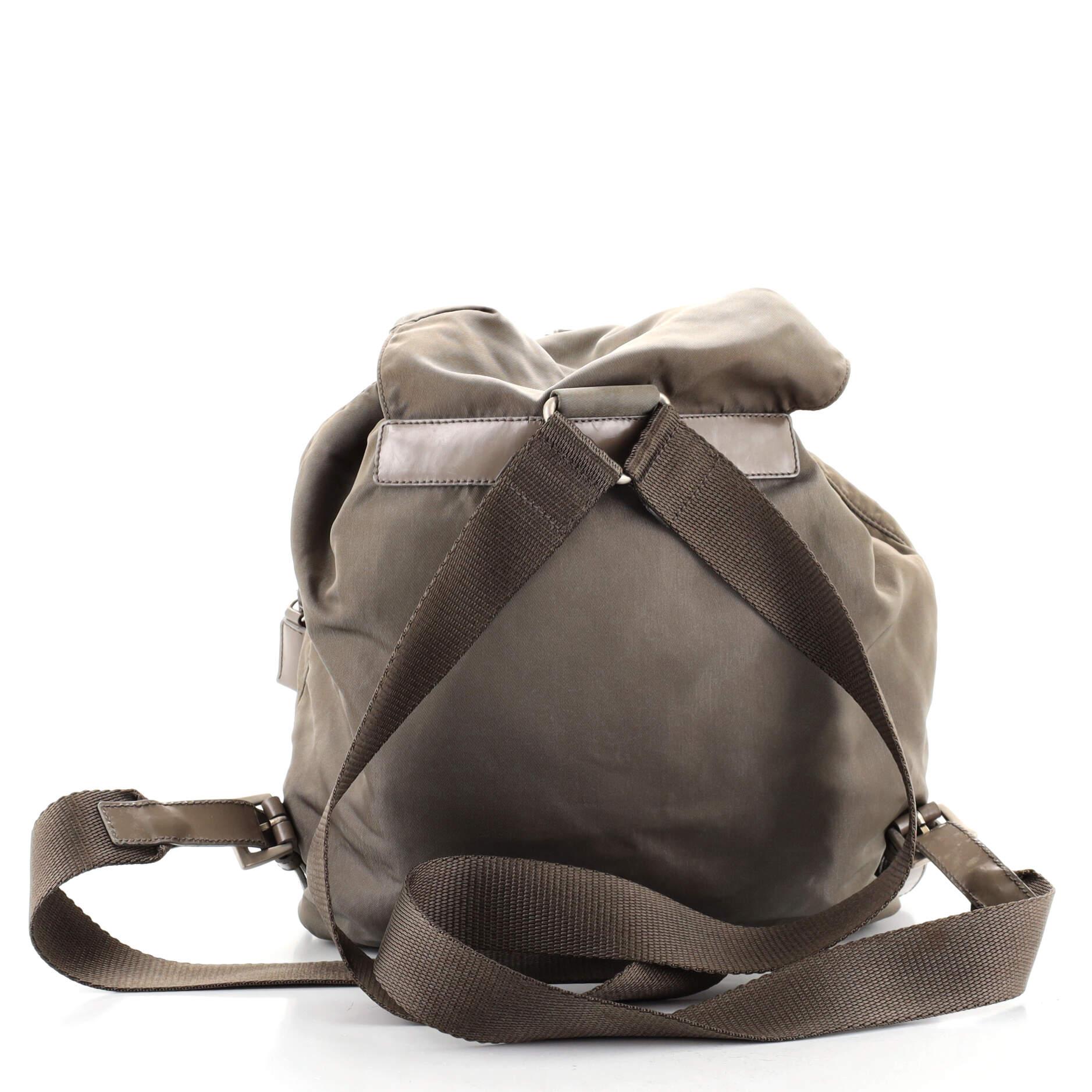 Gray Prada Double Front Pocket Backpack Tessuto Small