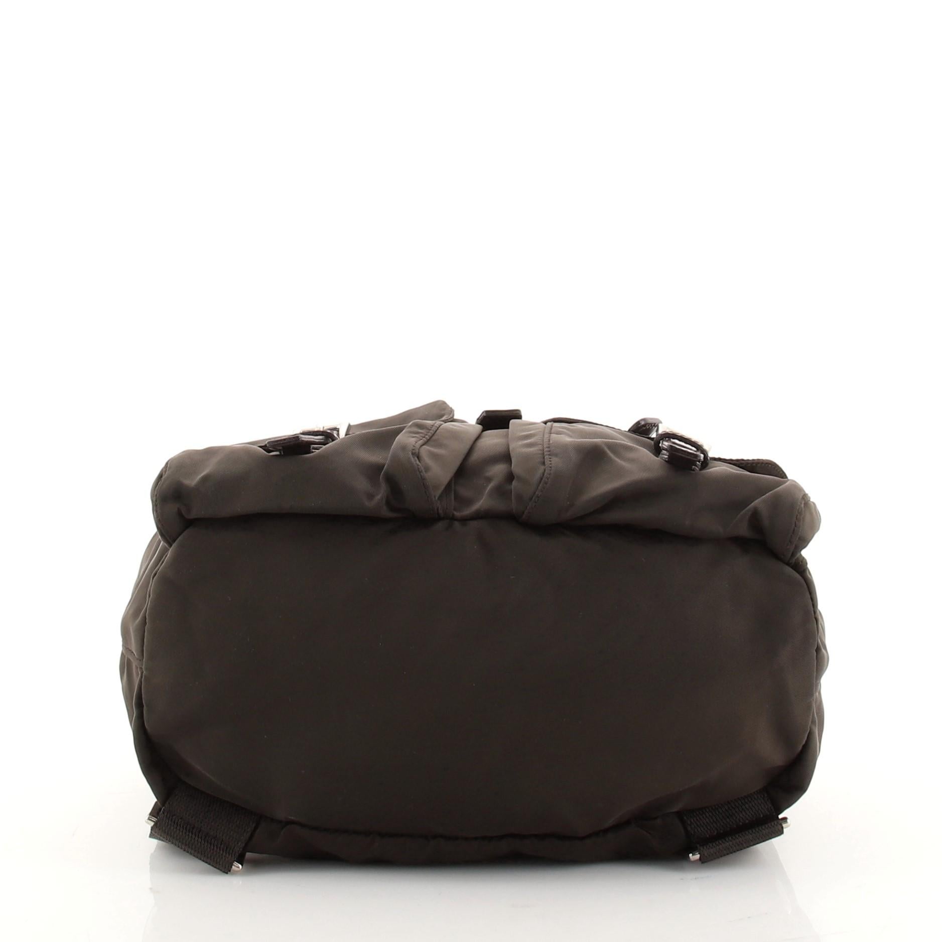 Black Prada Double Front Pocket Backpack Tessuto Small