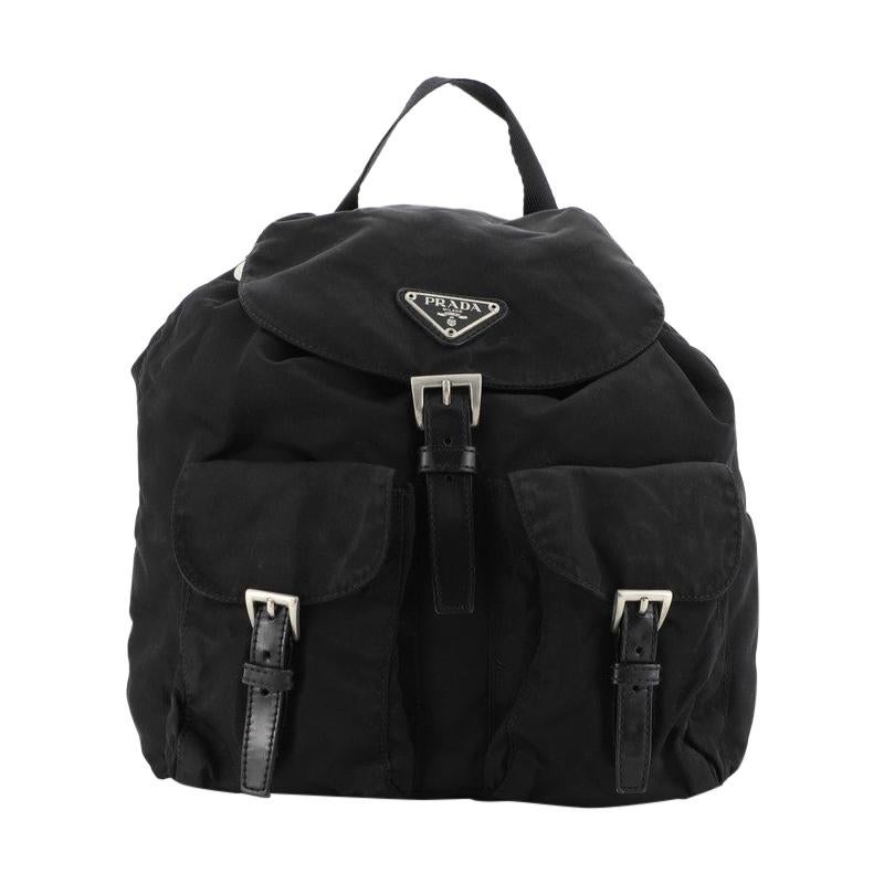 Prada Double Front Pocket Backpack Tessuto Small