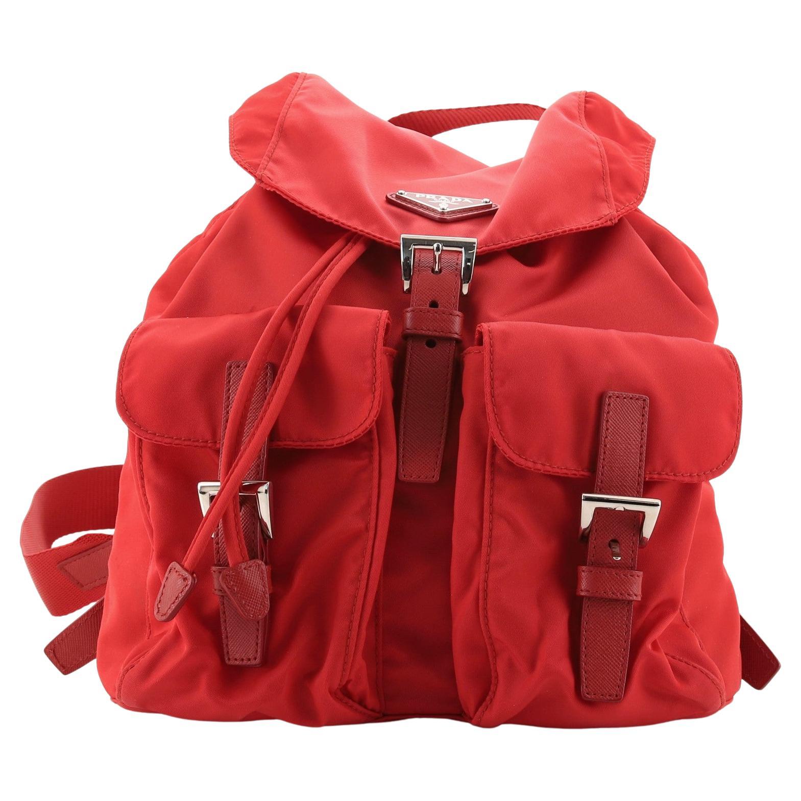 Prada Double Front Pocket Backpack Tessuto Small