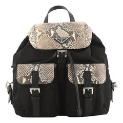 Prada Double Front Pocket Backpack Tessuto with Python Medium