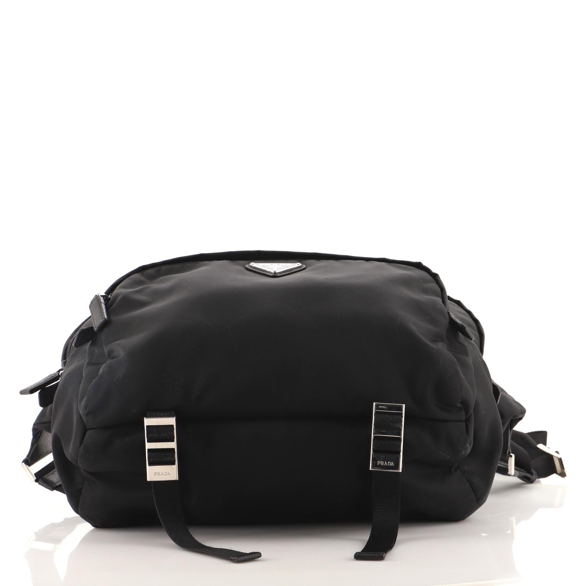 Black Prada Double Front Pocket Belt Bag Tessuto