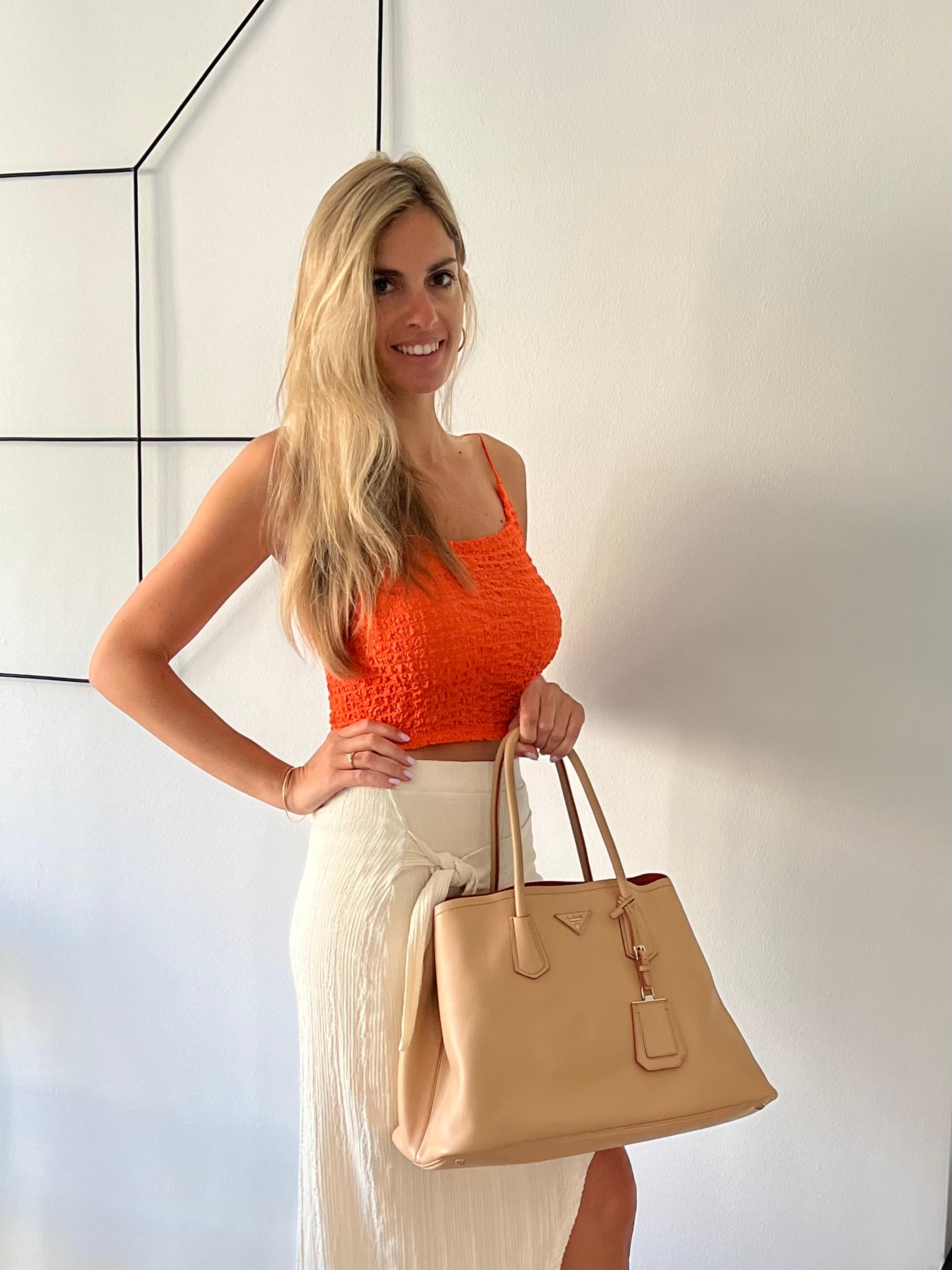 Prada Double Large Caramel Bag Beige 10