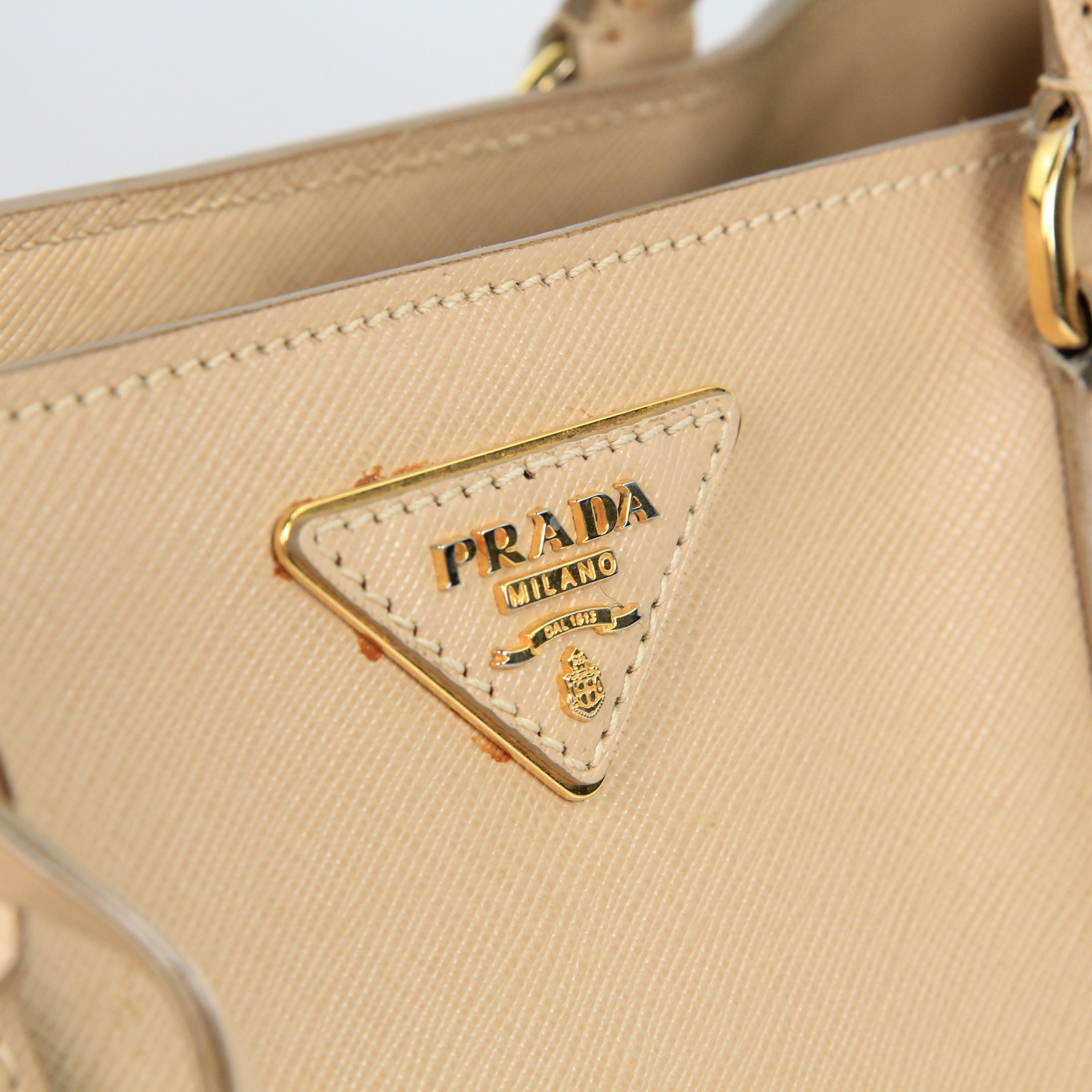 Prada Double leather handbag For Sale 16