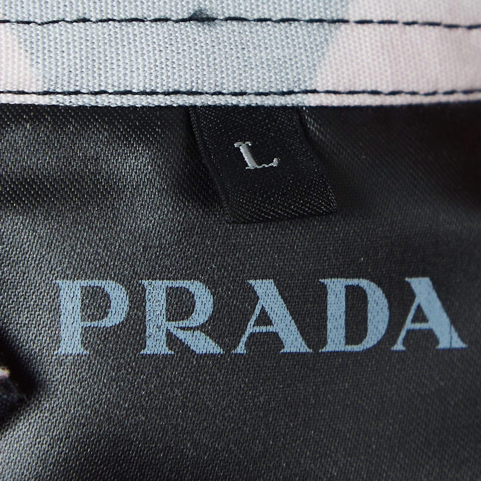 Prada Double Match Multicolor Printed Cotton Short Sleeve Shirt L For Sale 1