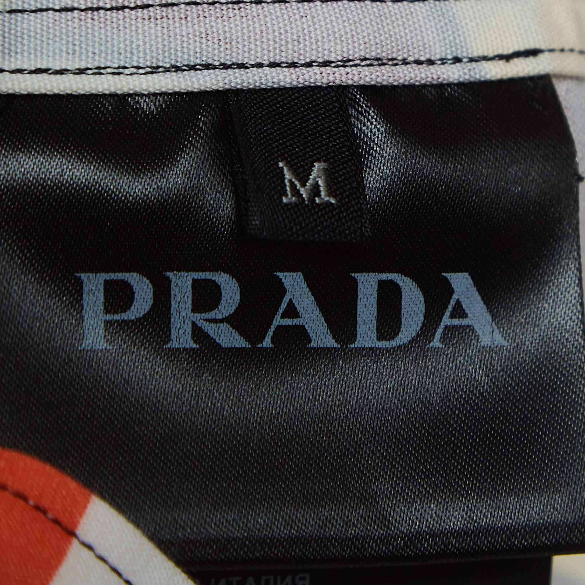 Men's Prada Double Match Multicolor Printed Cotton Short Sleeve Shirt M For Sale