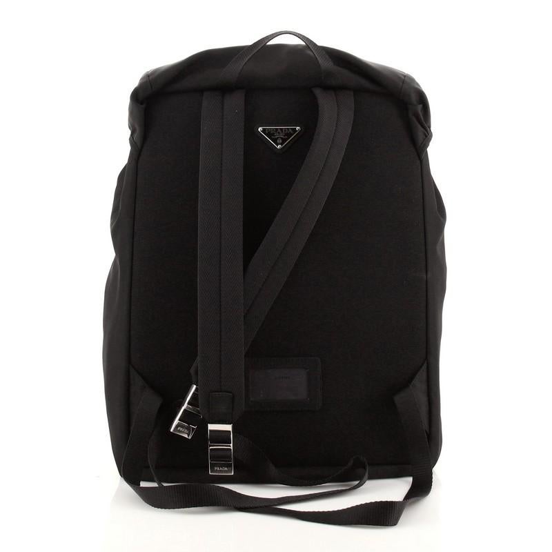 Black Prada Double Pocket Buckle Backpack Tessuto Large