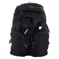 Used Prada Double Pocket Buckle Backpack Tessuto Large