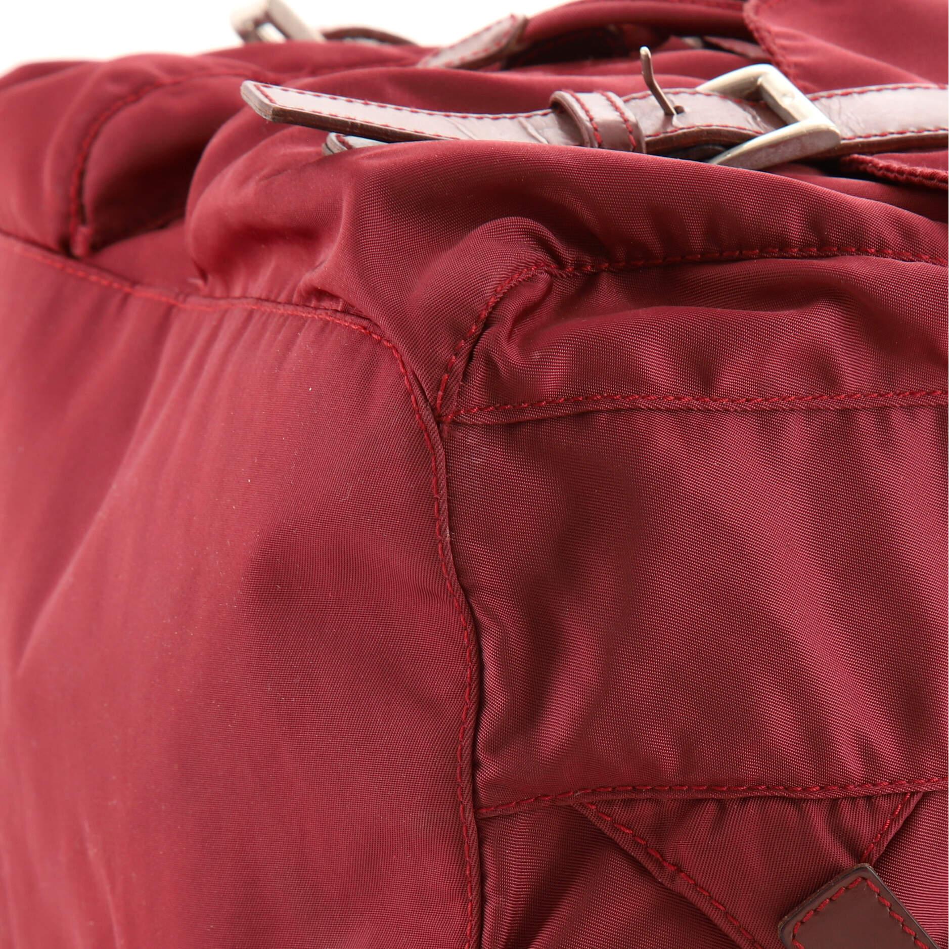 Women's or Men's Prada Double Pocket Buckle Backpack Tessuto Small