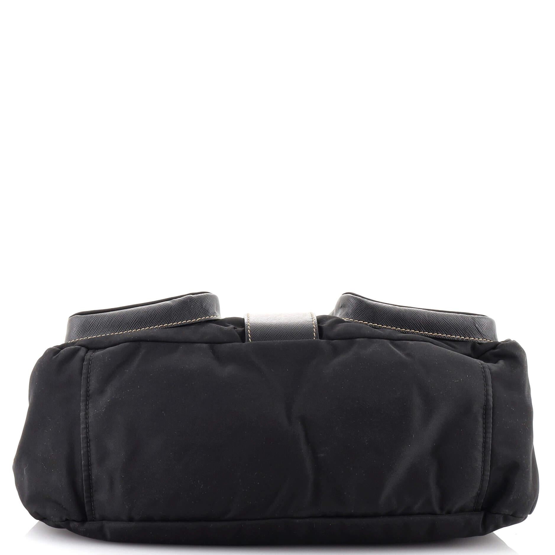 Prada Double Pocket Buckle Flap Bag Tessuto and Leather Medium In Good Condition In NY, NY