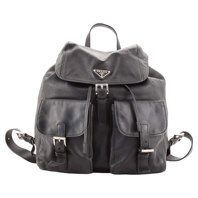 Prada Drawstring Backpack Prada Double Pocket Drawstring Backpack Soft Calf Medium For Sale at ...