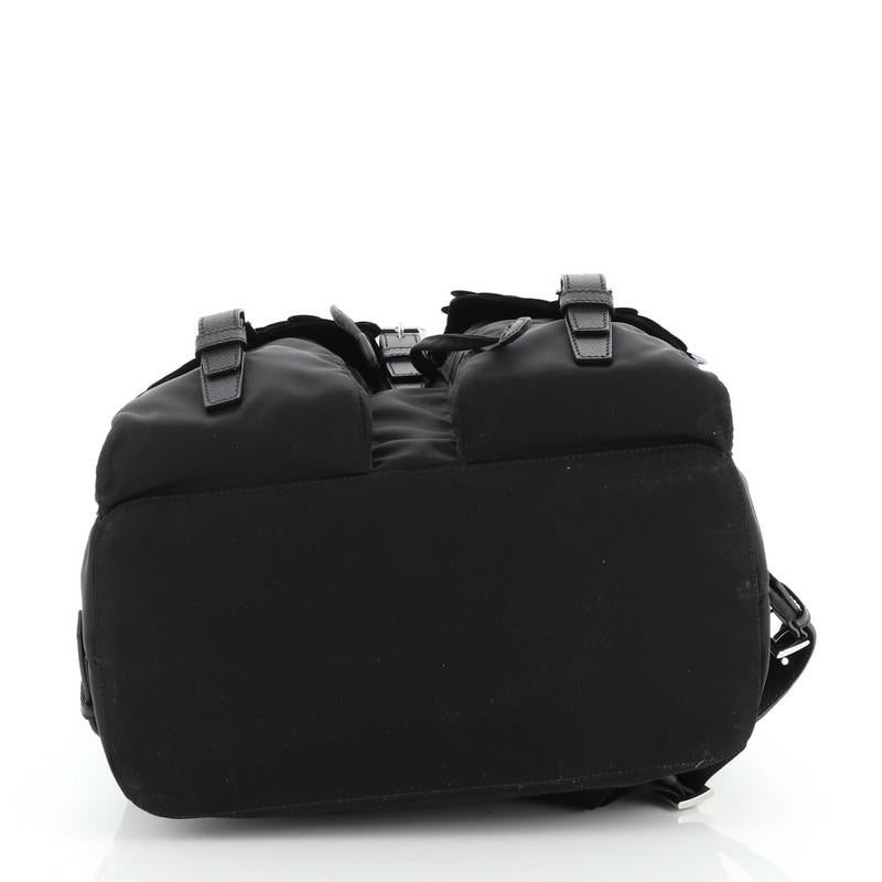 Black Prada  Double Pocket Drawstring Backpack Tessuto with Paillettes