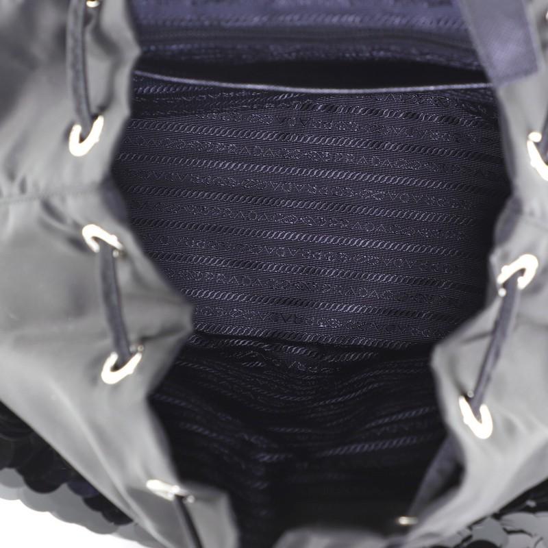 Prada  Double Pocket Drawstring Backpack Tessuto with Paillettes In Good Condition In NY, NY