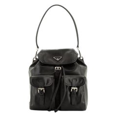 Prada Double Pocket Shoulder Bag Soft Calfskin Medium
