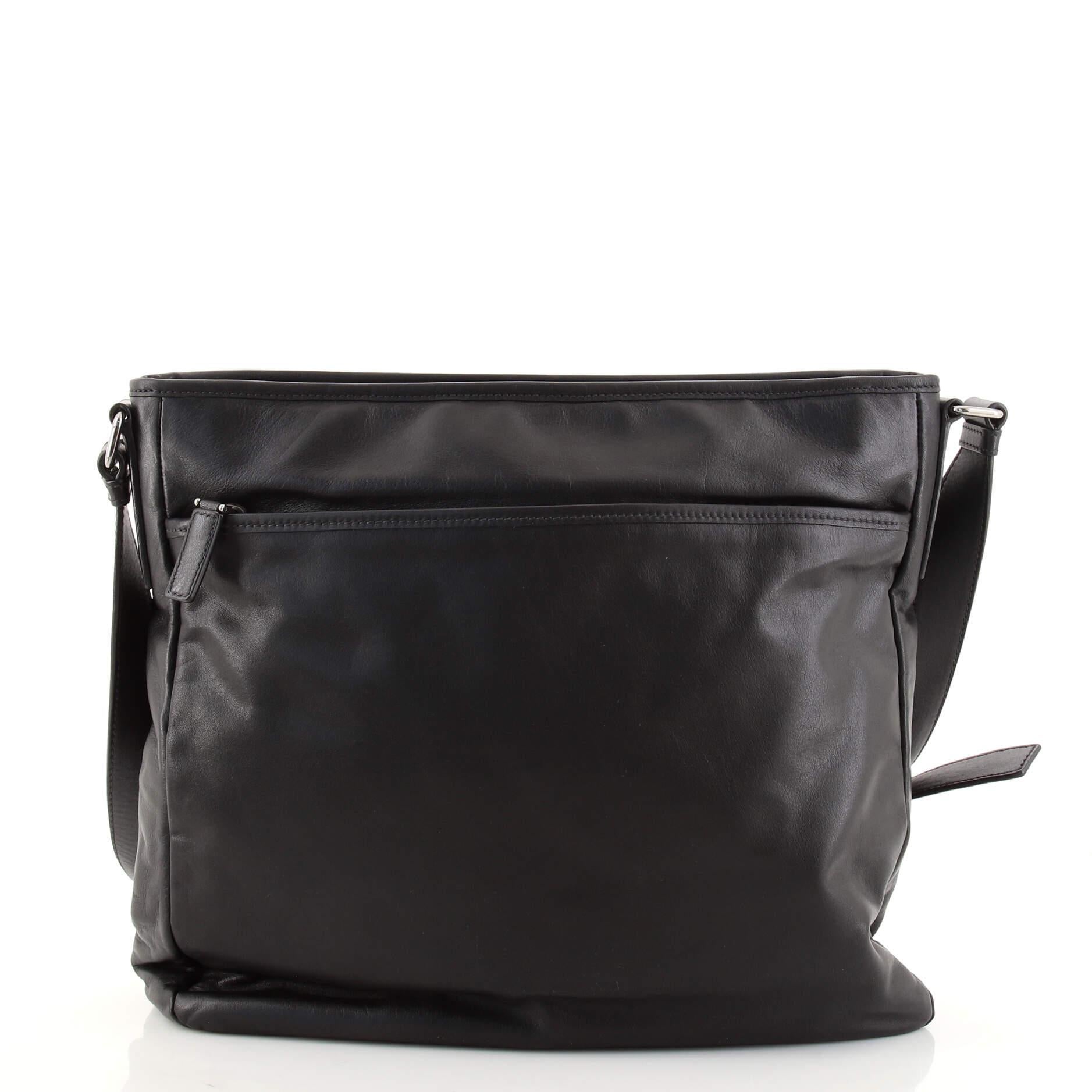 Prada Double Pocket Zip Messenger Soft Calfskin Large In Good Condition In NY, NY