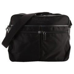 Prada Double Pocket Zip Messenger Tessuto Medium