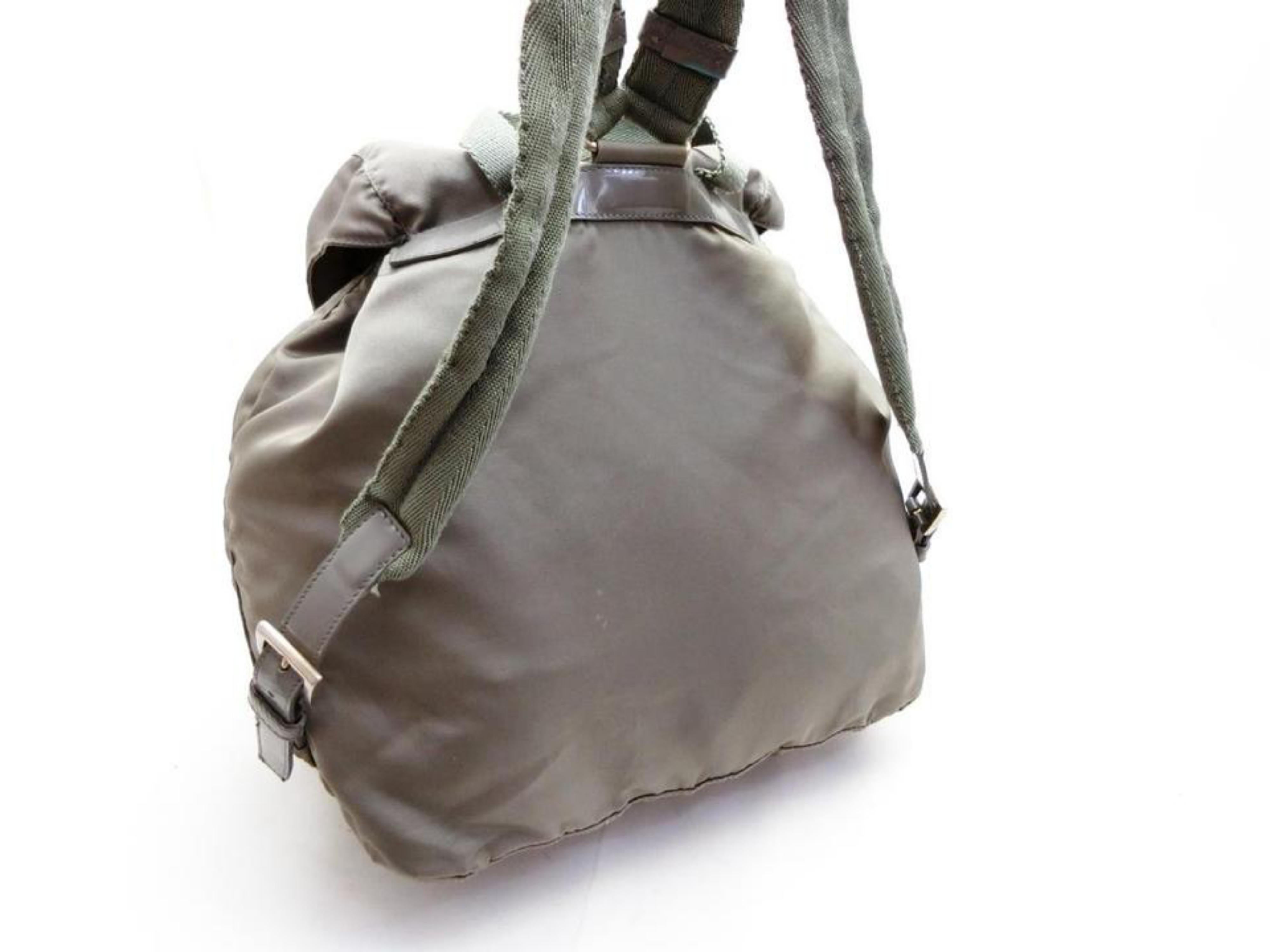 Prada Double Tessuto Pocket 230398 Gray Nylon Backpack For Sale 1