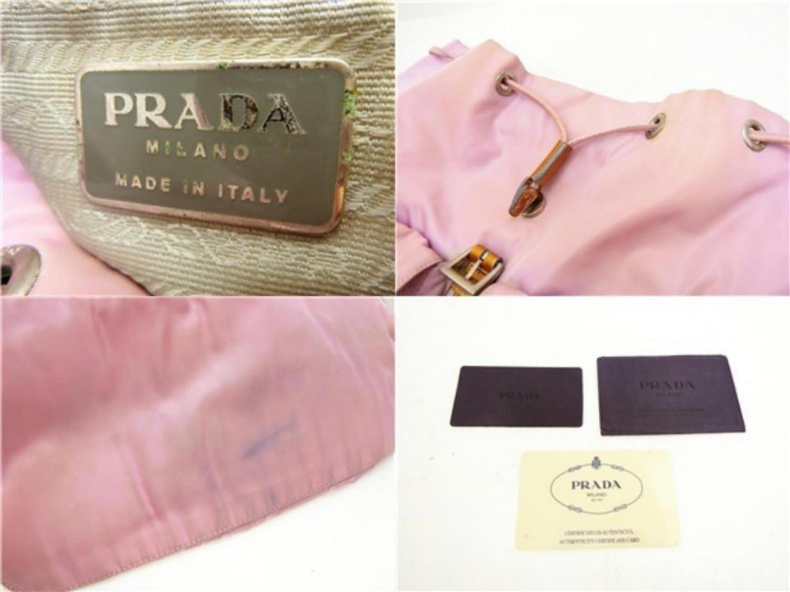 Prada Double Tessuto Pocket 230930 Pink Nylon Backpack For Sale 5