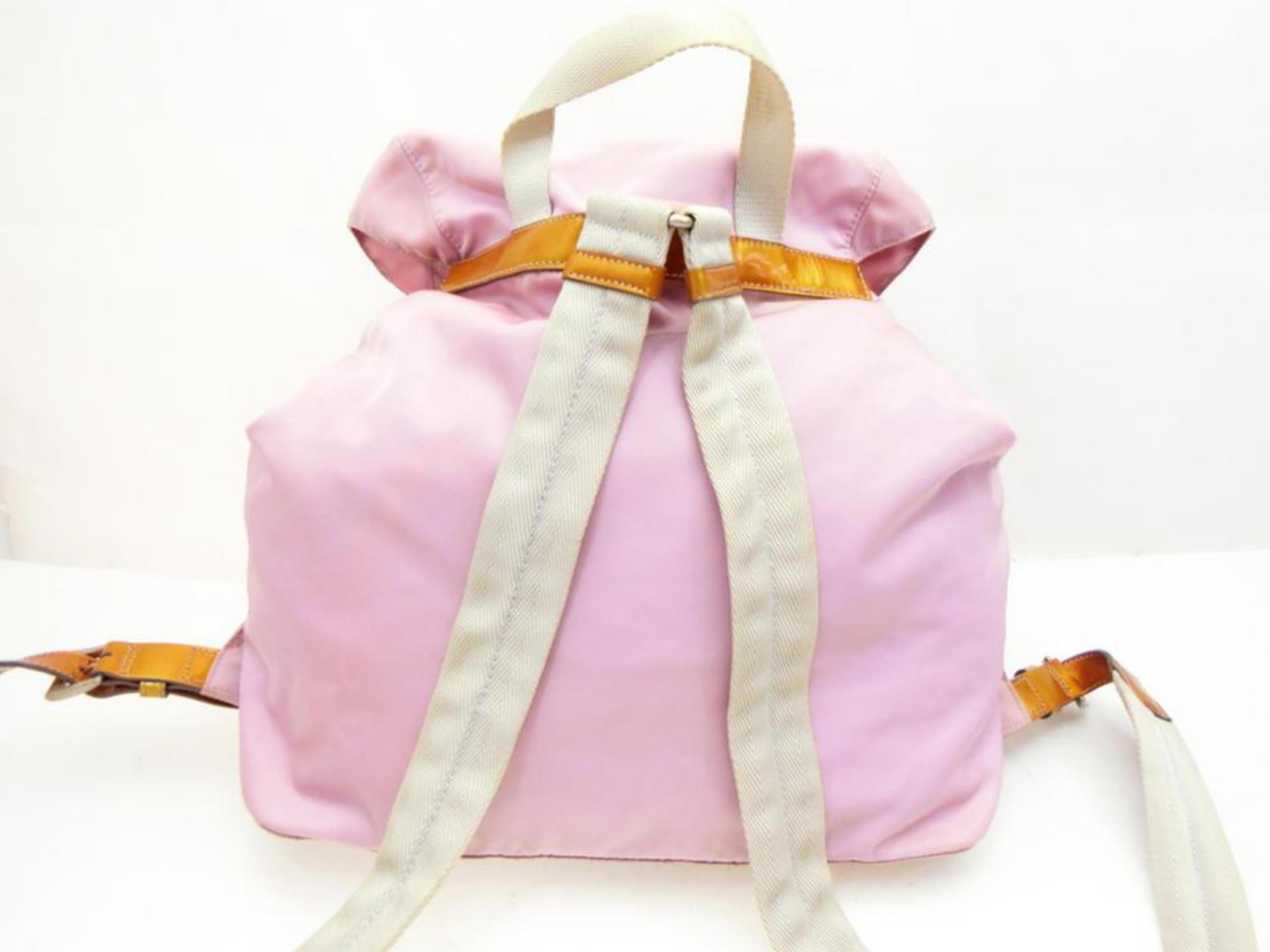 Beige Prada Double Tessuto Pocket 230930 Pink Nylon Backpack For Sale