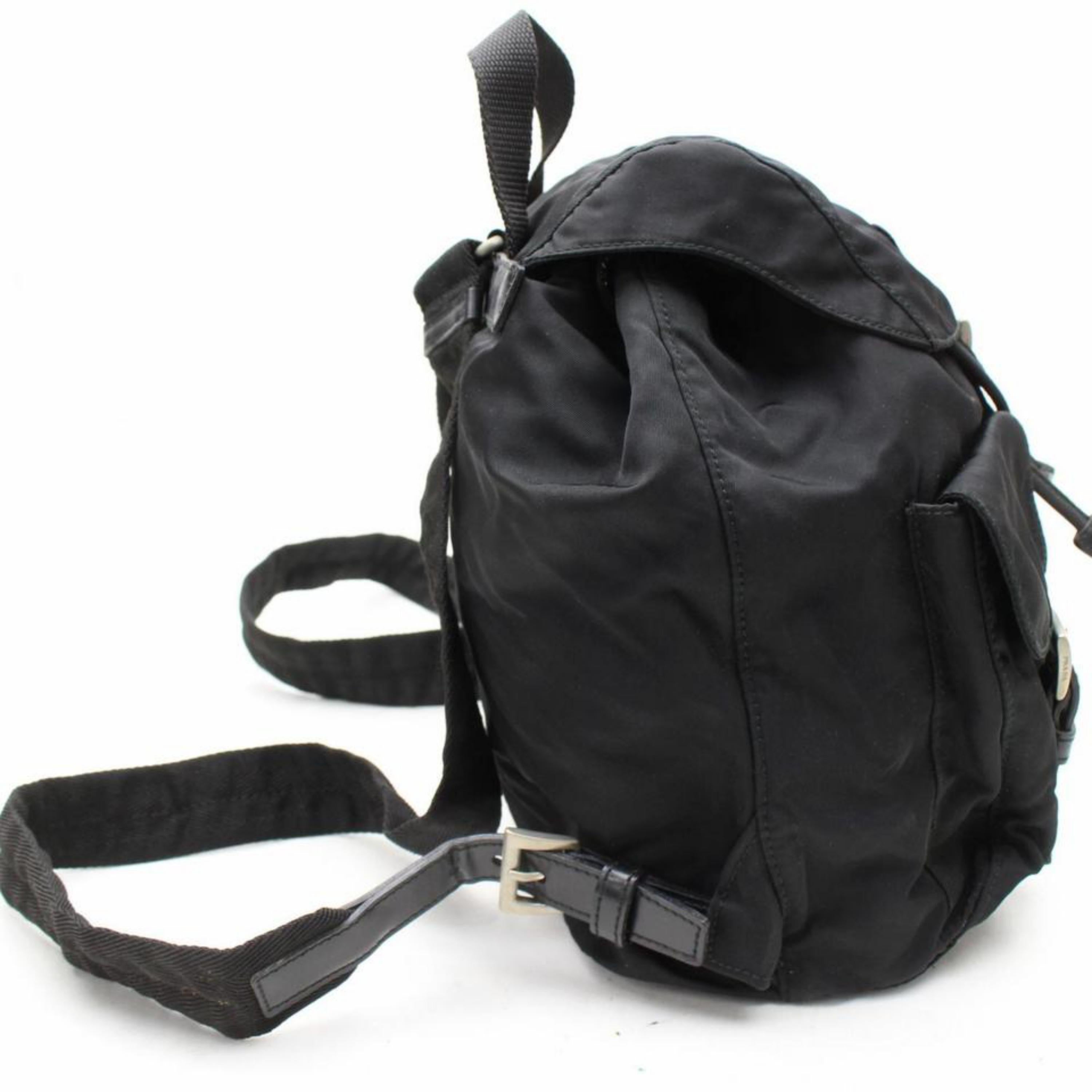 Prada Double Tessuto Pocket 867836 Black Nylon Backpack For Sale 7