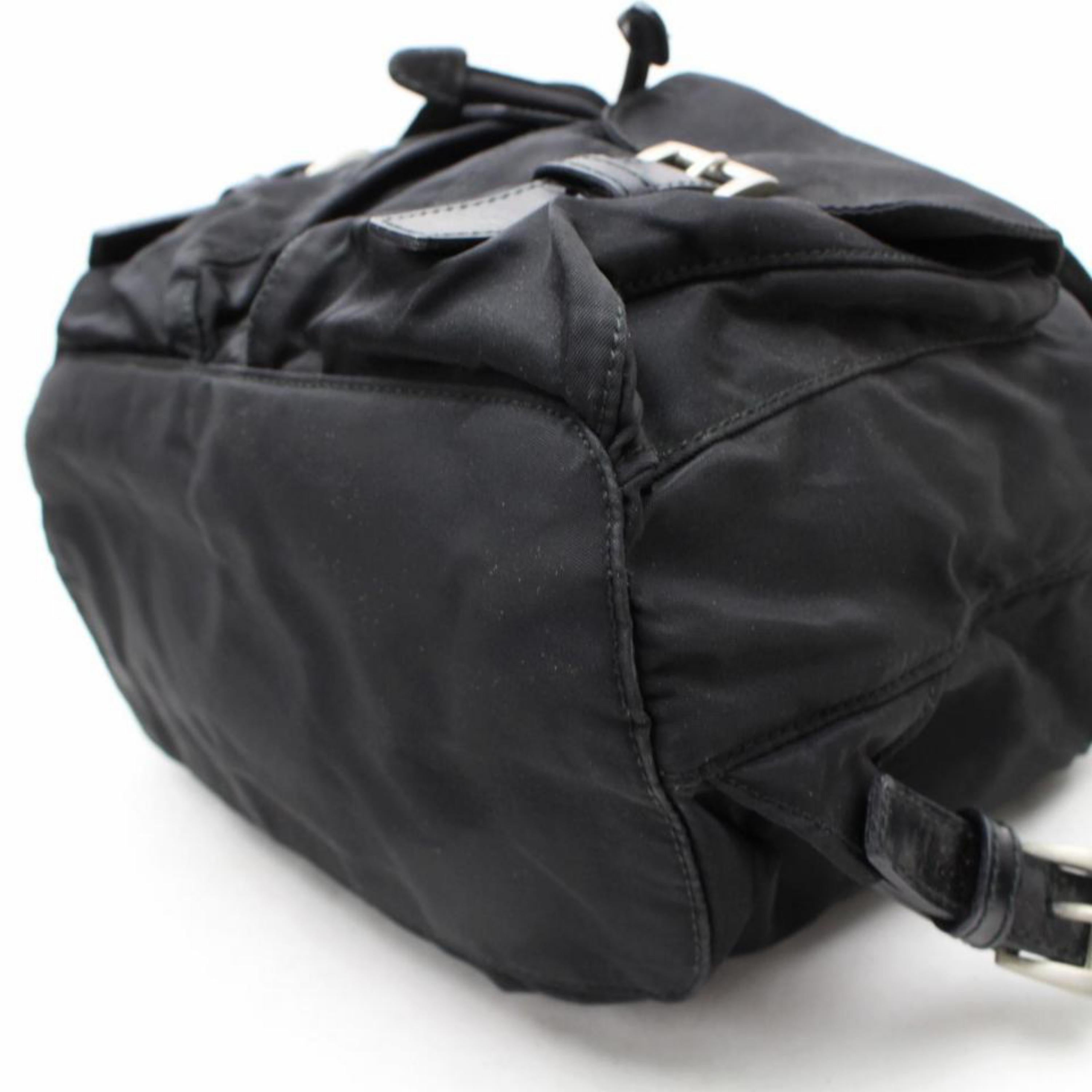Prada Double Tessuto Pocket 867836 Black Nylon Backpack For Sale 8