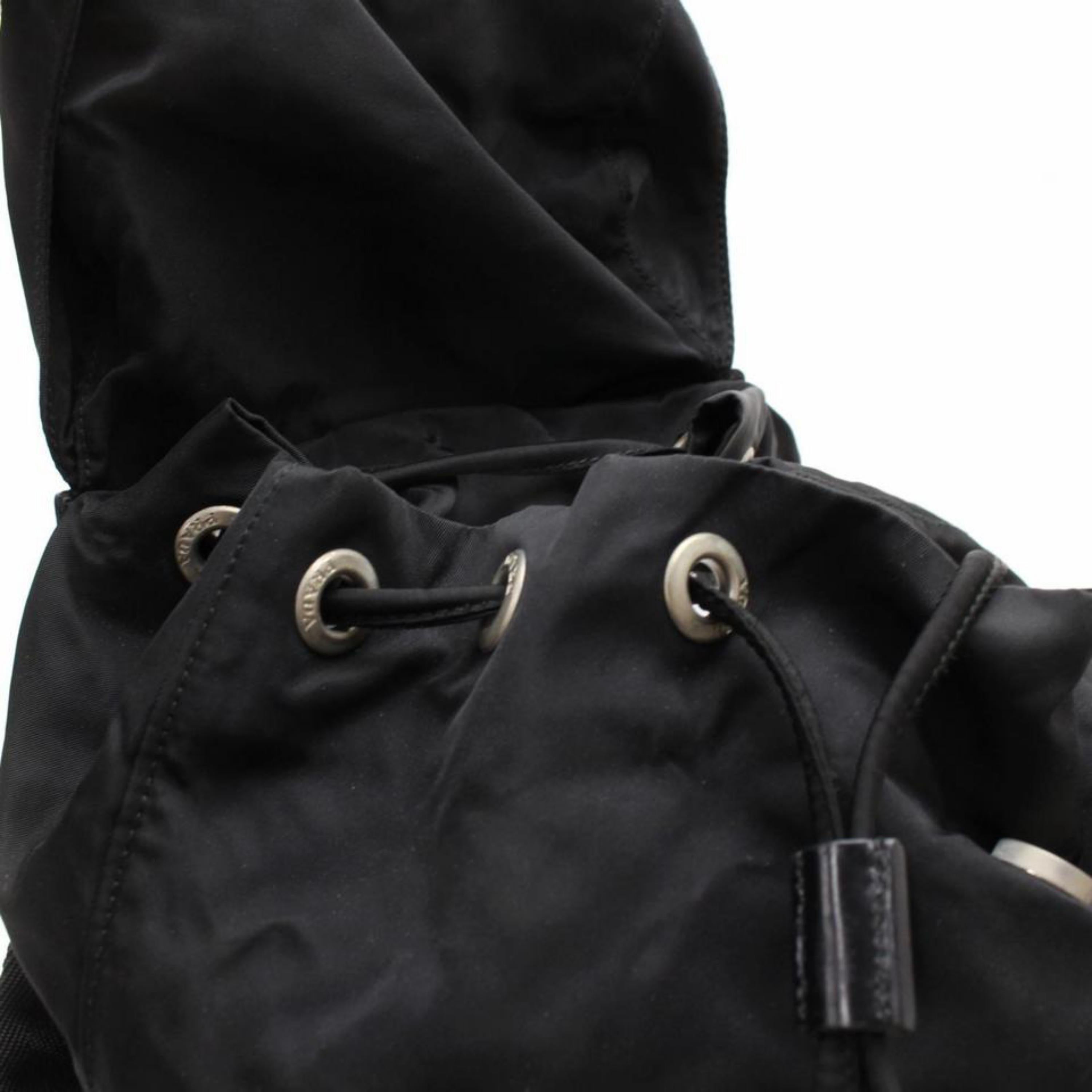 Women's or Men's Prada Double Tessuto Pocket 867836 Black Nylon Backpack For Sale