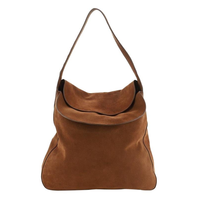 Prada Double Top Flap Hobo Suede 