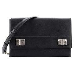 Prada Double Turnlock Chain Shoulder Bag Saffiano Leather Small