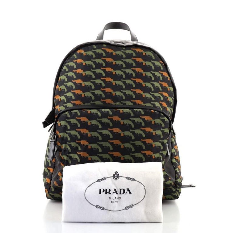 Prada Double Zip Backpack Printed Tessuto Medium at 1stDibs