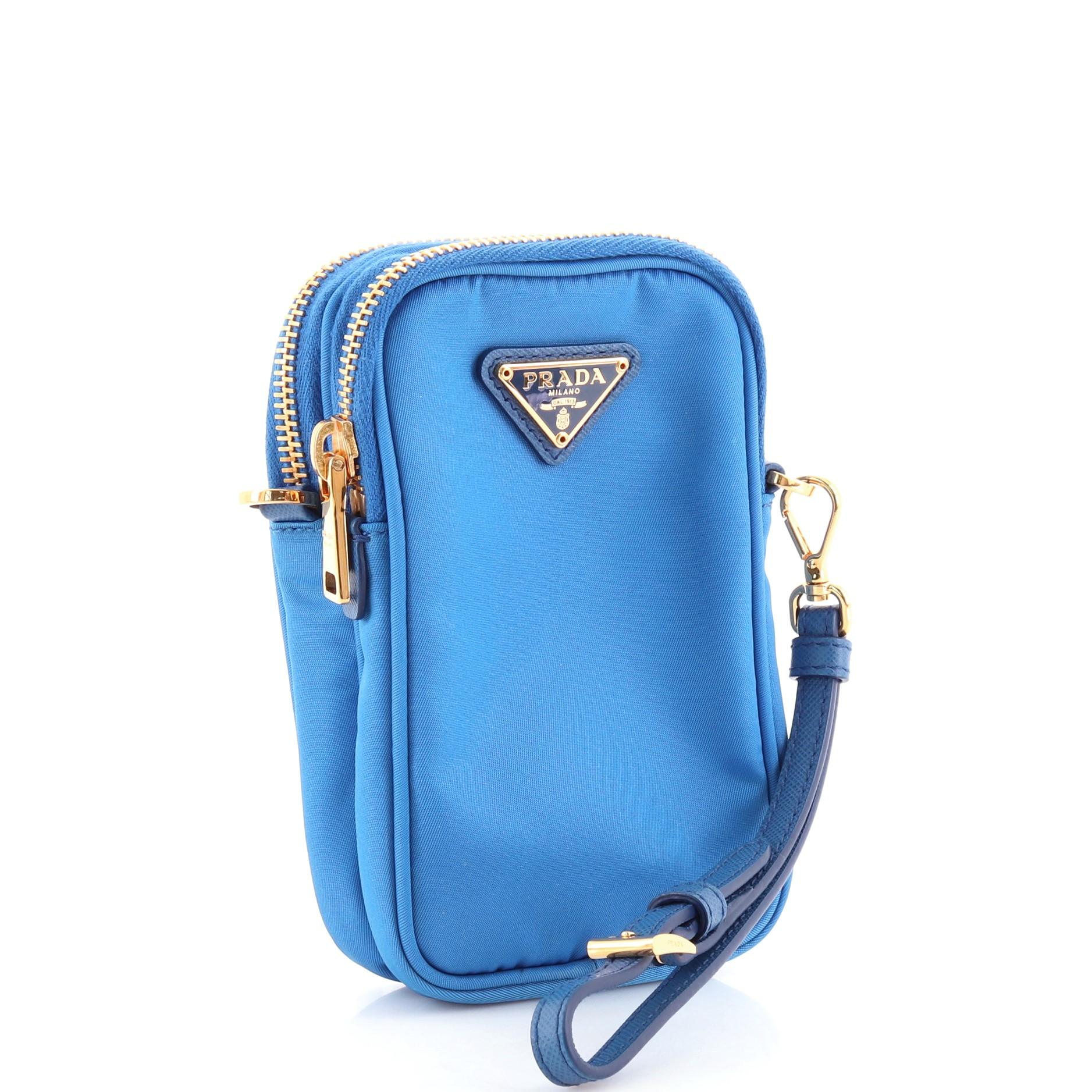 Prada Blue Calfskin Mini Zip Crossbody Bag Prada