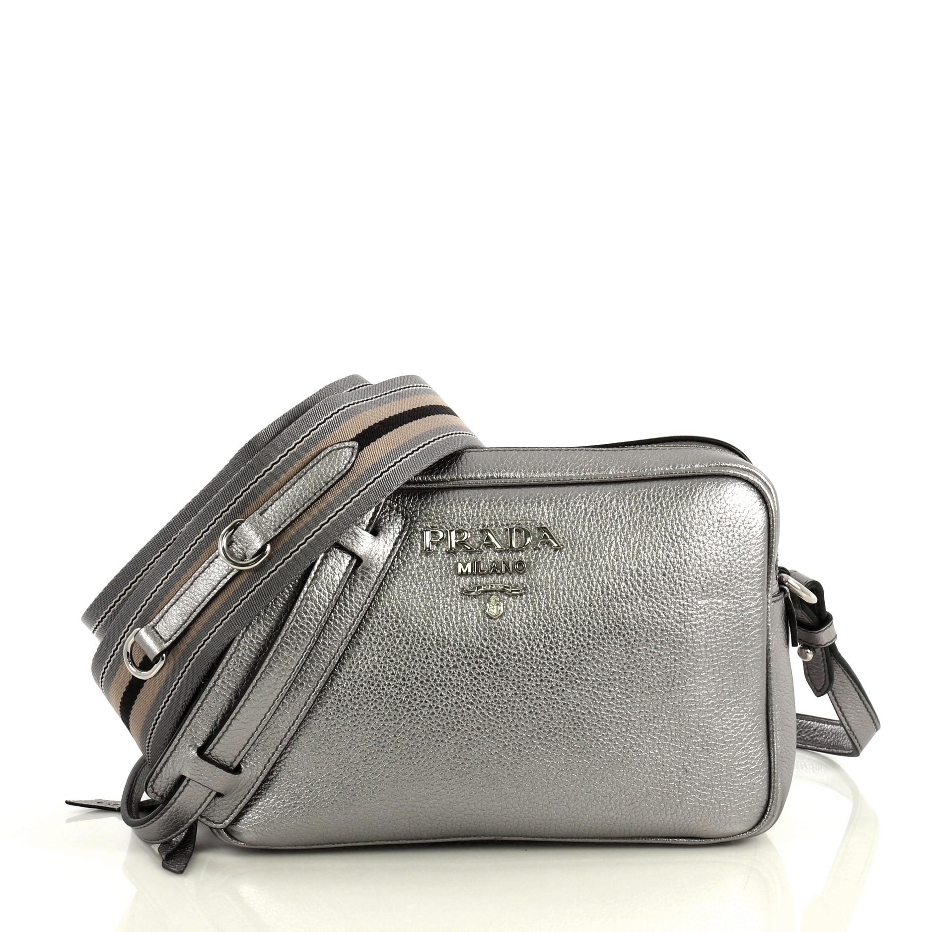 What Goes Around Comes Around Prada Grey Vtdno Double Zip Camera Crossbody  Bag