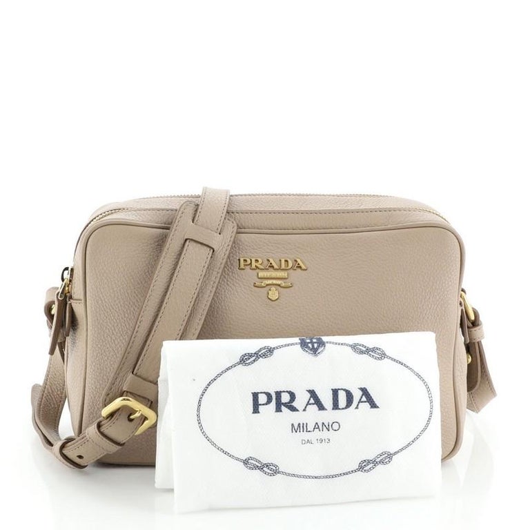 Prada Double Zip Camera Bag Vitello Daino Black 40066137