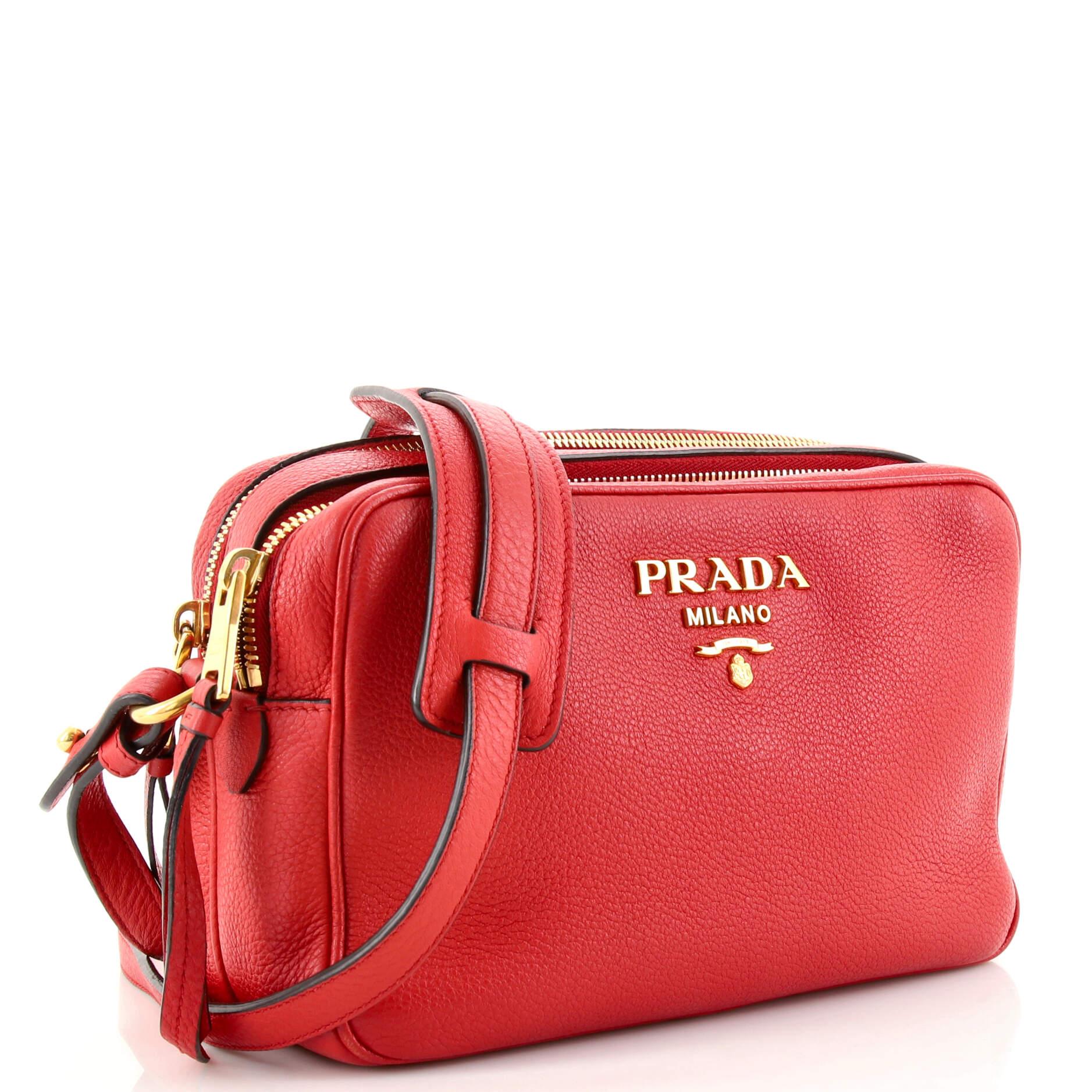 What Goes Around Comes Around Prada Grey Vtdno Double Zip Camera Crossbody  Bag