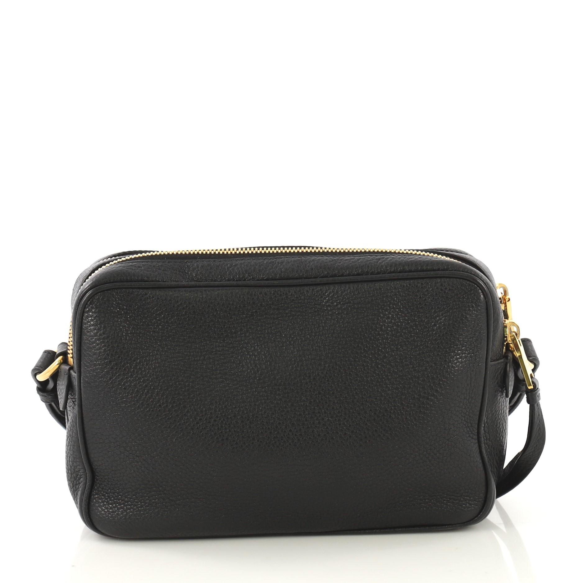 Noir Prada - Sac photo à double fermeture éclair Vitello Phenix Medium
