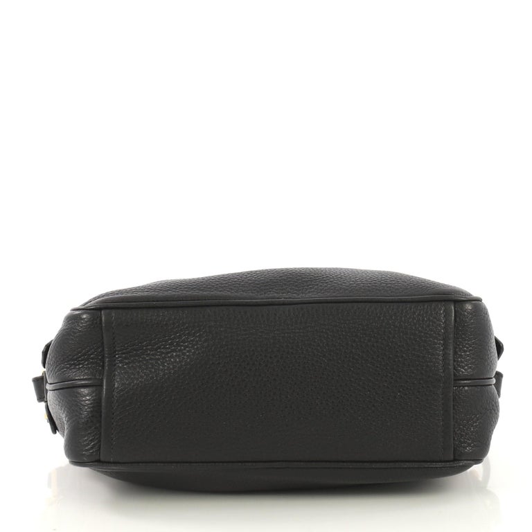 Prada Double Zip Camera Vitello Phenix Black Leather Crossbody Bag