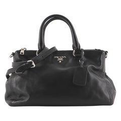 Prada Double Zip Convertible Satchel Cervo Leather Large