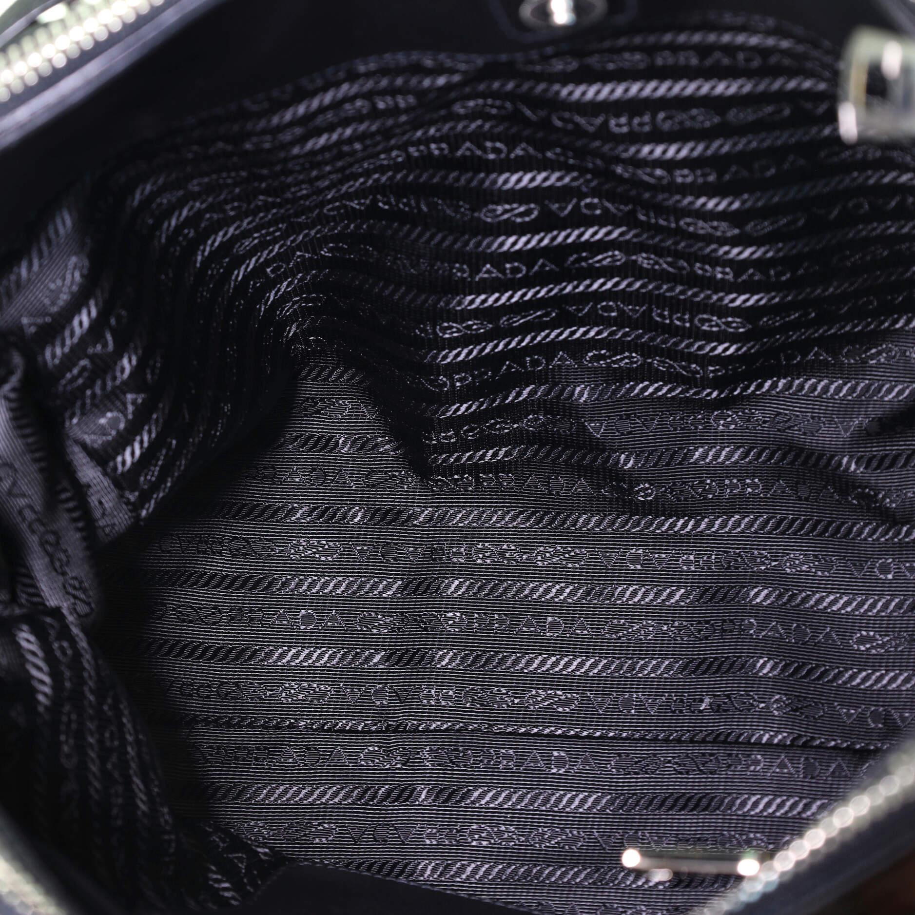 Black Prada Double Zip Convertible Tote Soft Calf Medium