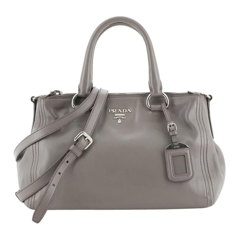 Prada Double Zip Convertible Tote Soft Calfskin Medium 